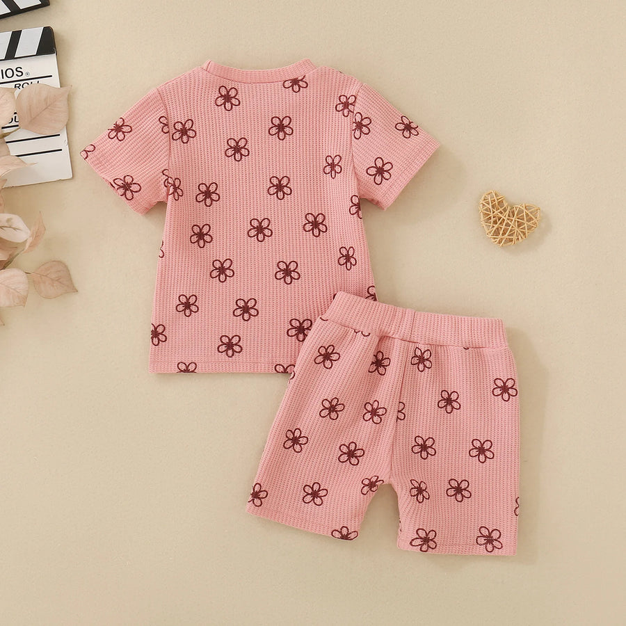 Petite Fleur Pink Tee & Shorts Set – detail 2