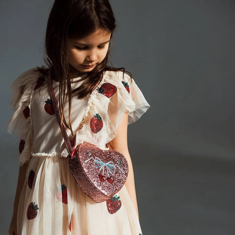 Girls' summer mesh sequin princess dress with skirt side view
