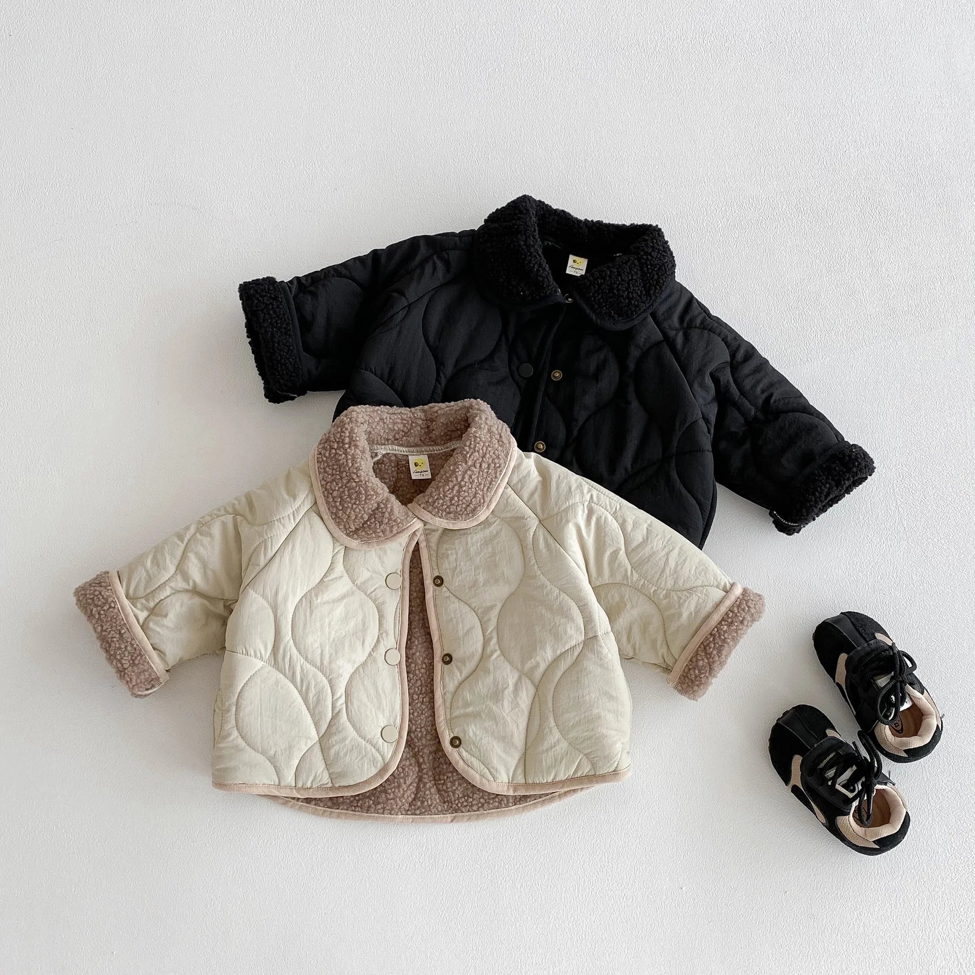 Kids Long Sleeve Warm Home Clothes Toddler Kids Girl Clothes Korean Retro Plus Velvet Baby Boy's Coat Autumn Winter