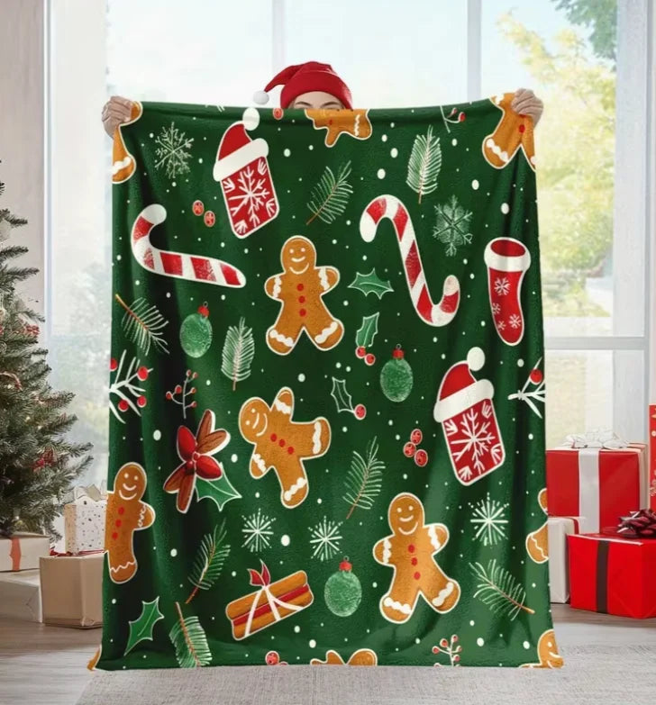 Green Gingerbread Treats Throw Blanket