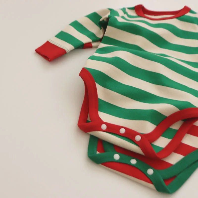 Christmas Stripe Bodysuit & Pants Pajama Set