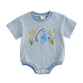 Baby wearing Fish Embroidery Romper outdoors