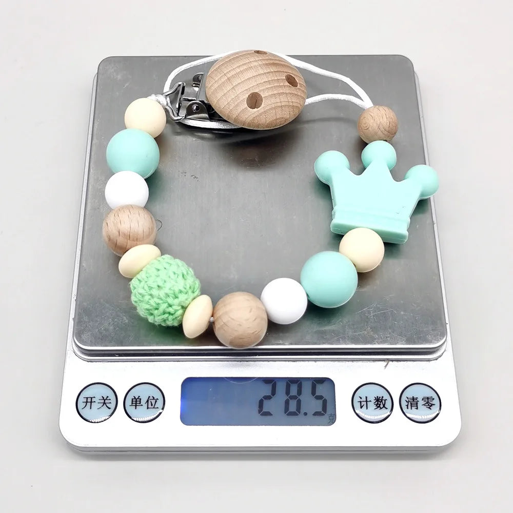 Wooden Bead Pacifier Clip