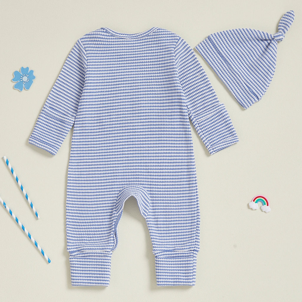 Fall Stripe Embroidered Romper