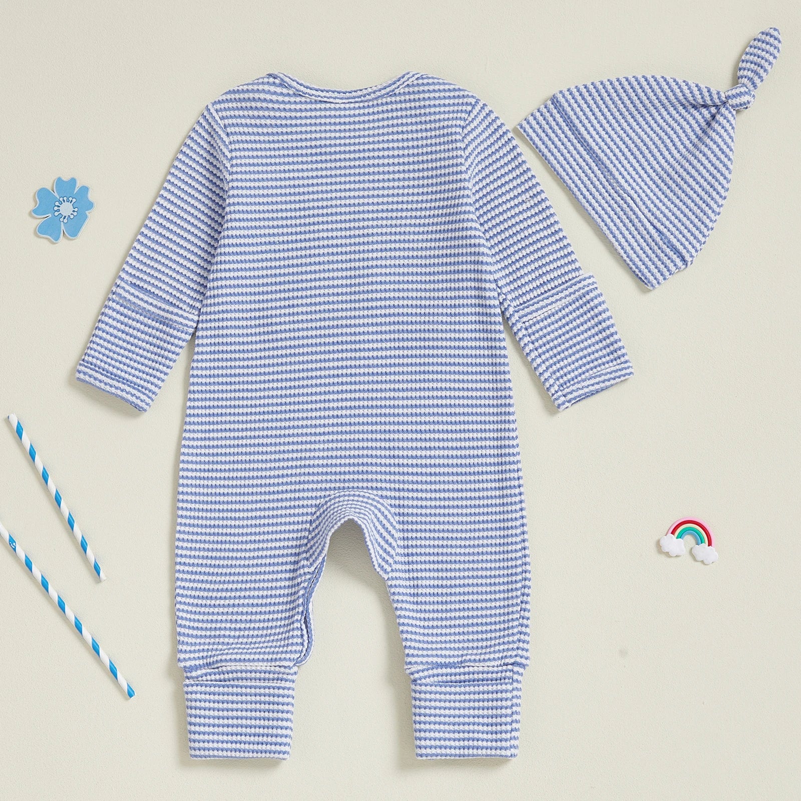 Fall Stripe Embroidered Romper