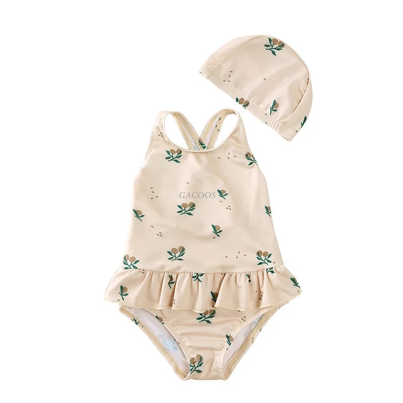 Unicorn Print Swimwear Bodysuit Set for Baby Girls
