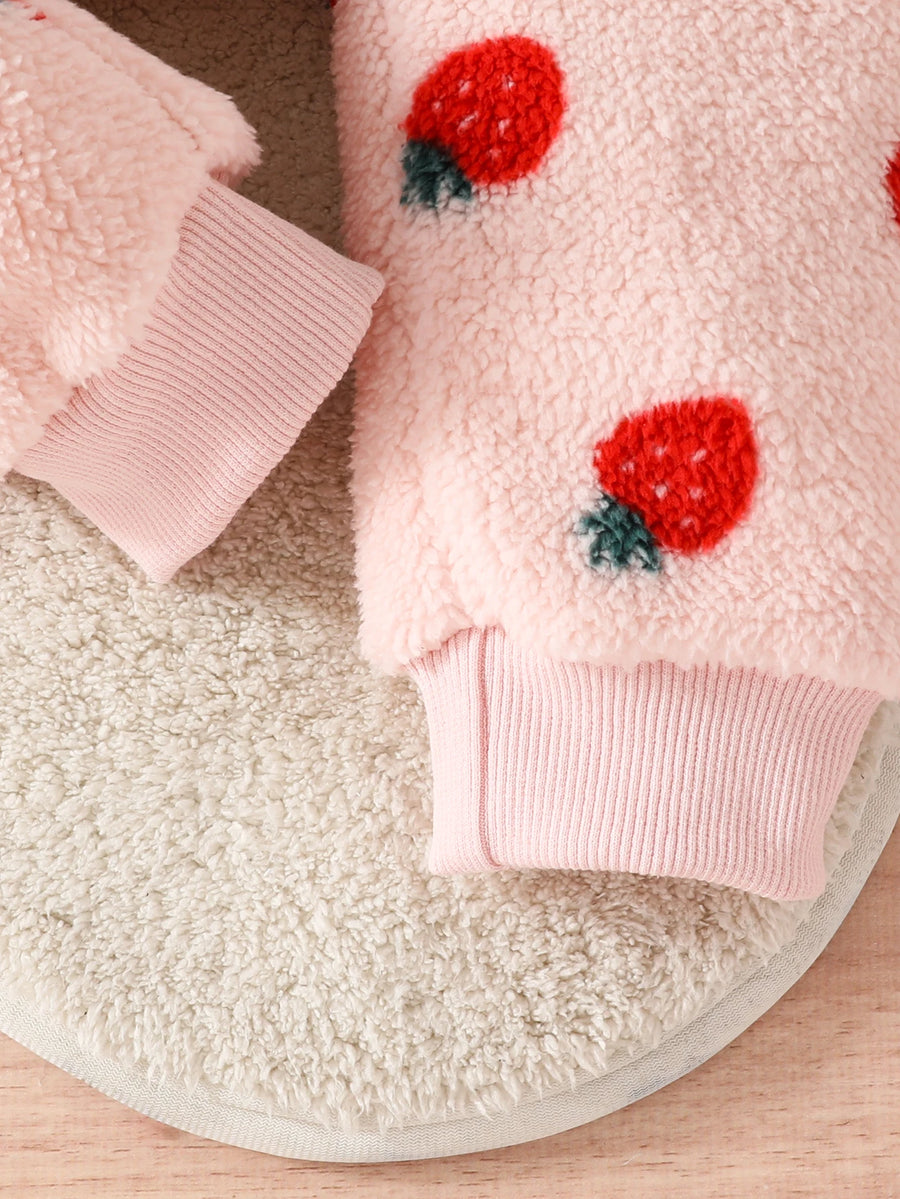 Strawberry Print Hooded Romper, product view 6