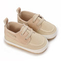 Beige lace-up canvas baby first walkers