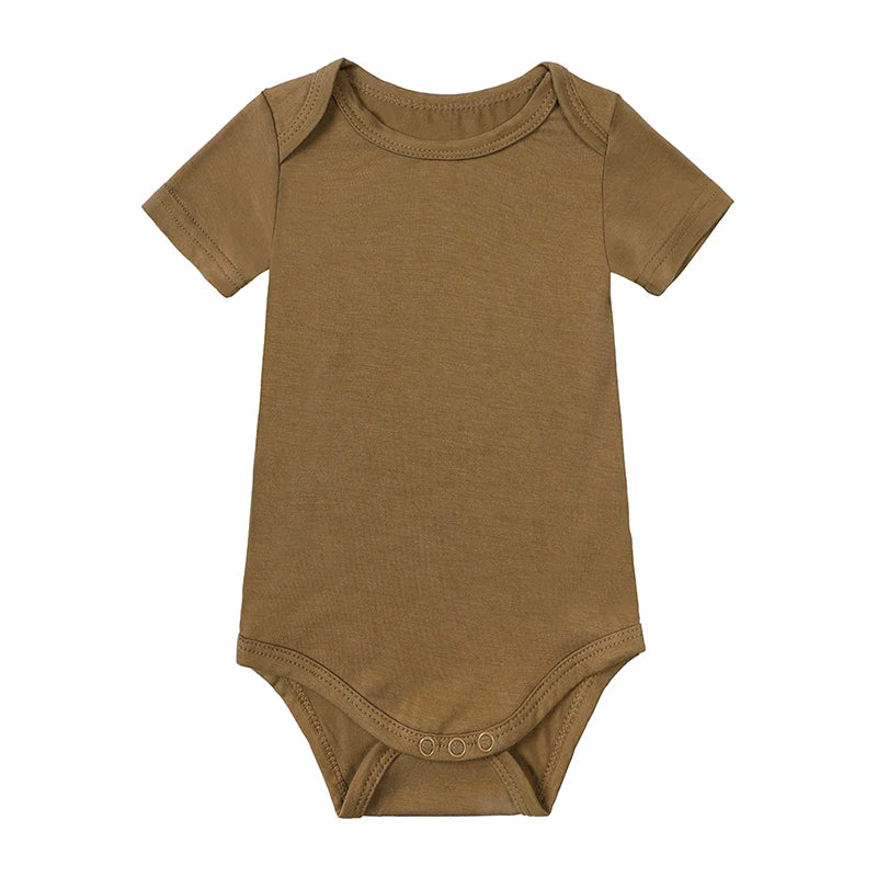 Soft Bamboo Short Sleeve Bodysuit - Coffee, product view