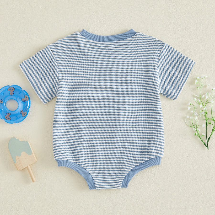 Duck Embroidery Stripe Bodysuit, product view 4