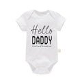Baby wearing Coming Soon Letter Romper short sleeve romper