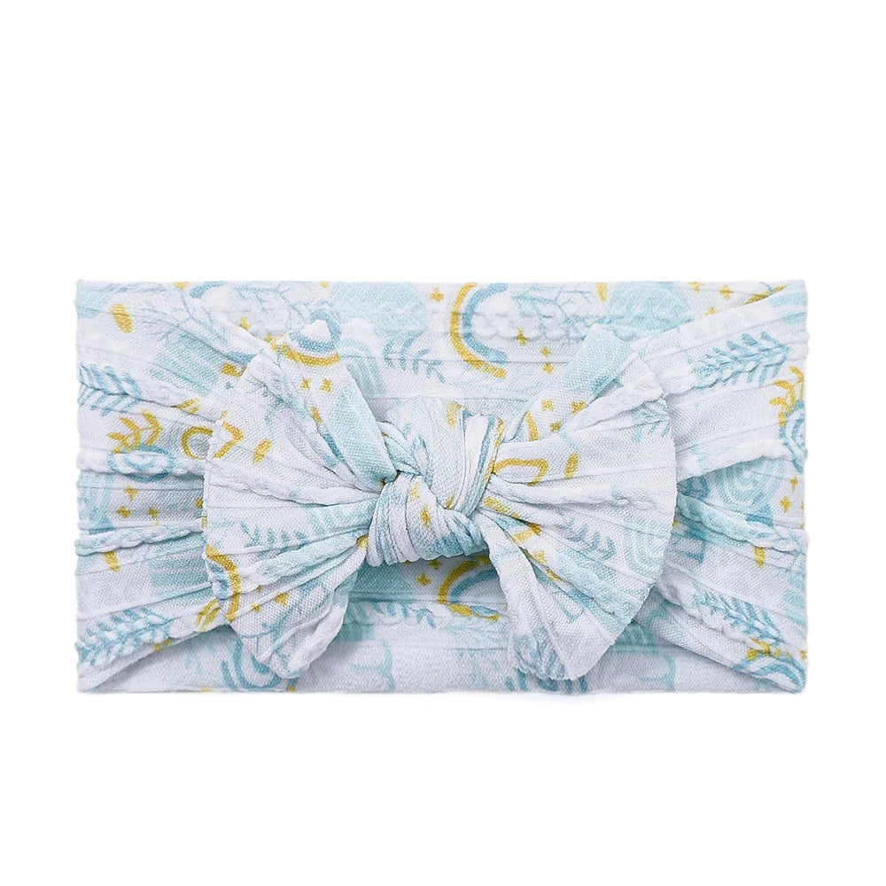 Bow Print Baby Headband Set