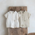 Short Sleeve Lapel Romper in solid color