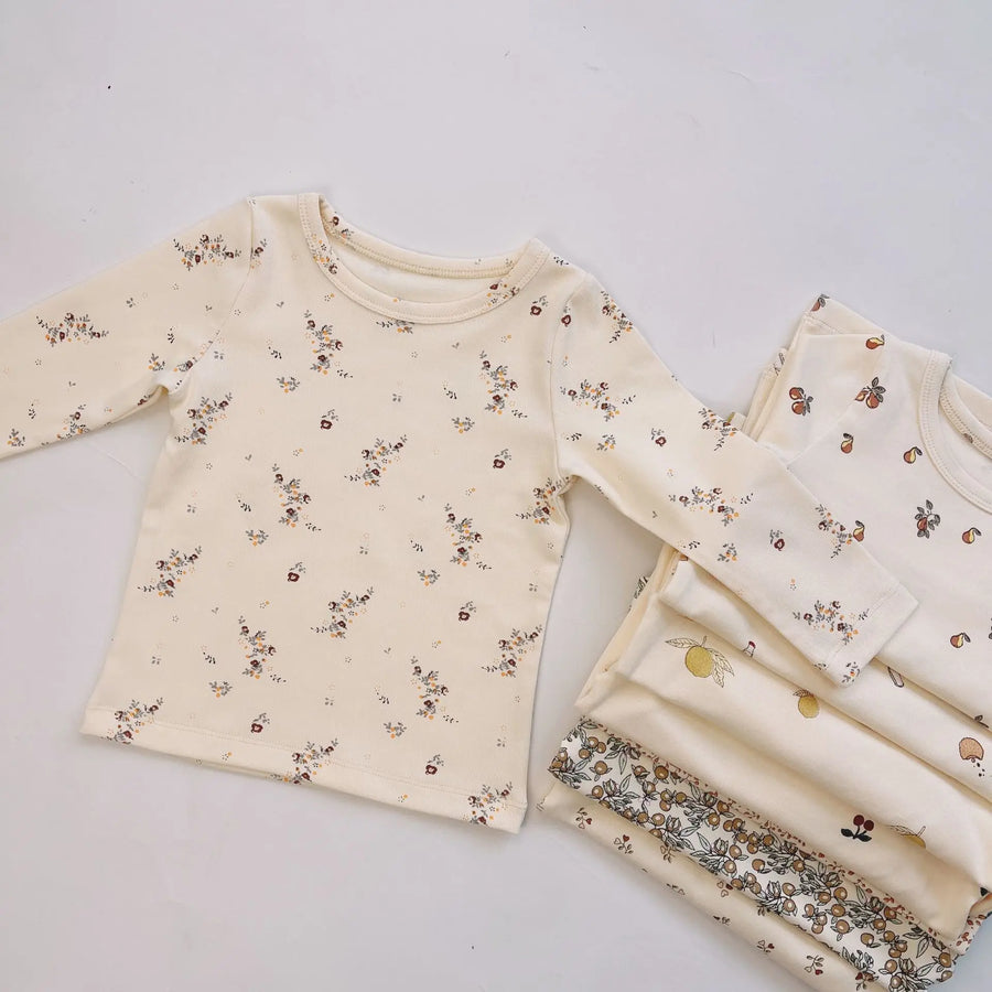 Floral Print Baby Pajama Set top and pants