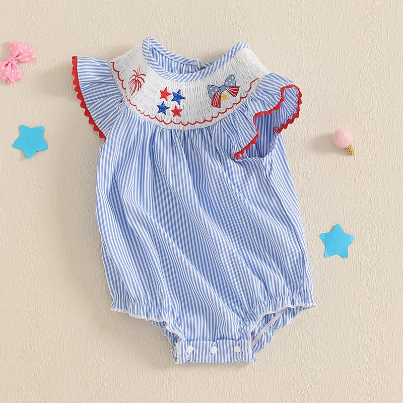 Starry Seersucker Smocked Romper