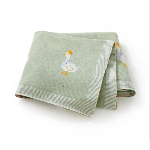 Cartoon Plaid Baby Blanket in soft cotton knit for stroller and bedding