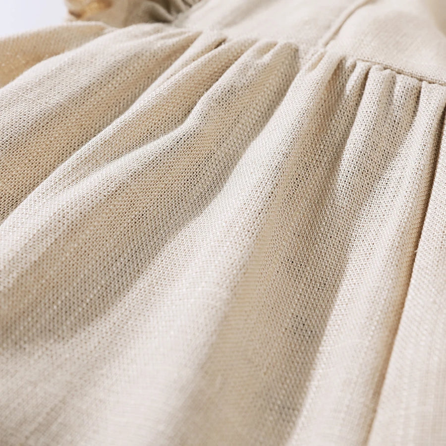 Camille Flutter Romper - Beige, product view 4