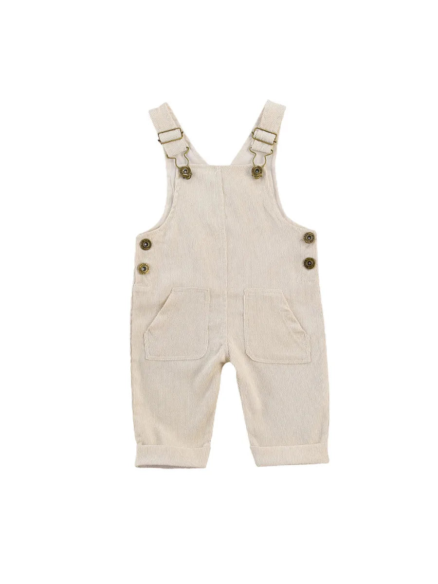Baby Wearing Yellow Suspender Pants Jumpsuit