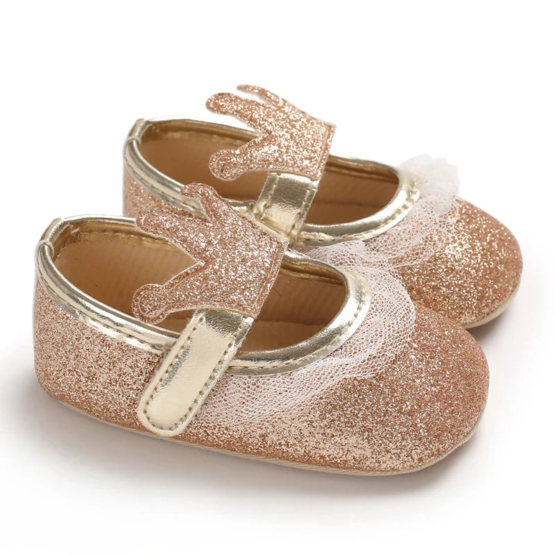 Rose Gold Glitter Mary Jane baby first walkers