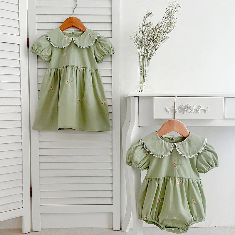 Baby Girl Summer Party Dress with Embroidered Flowers