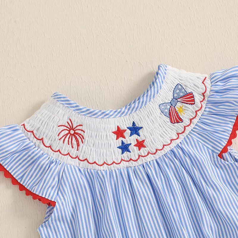 Starry Seersucker Smocked Romper