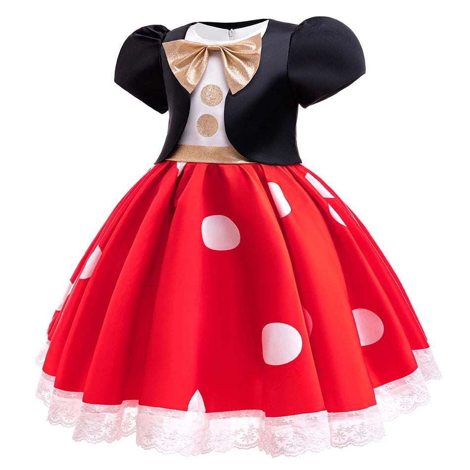 Polka Dot Bow Dress Costume close-up of bodice and sleeves