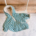 Plaid Cotton Kids Jacket with Plush Warmth showing hood detail