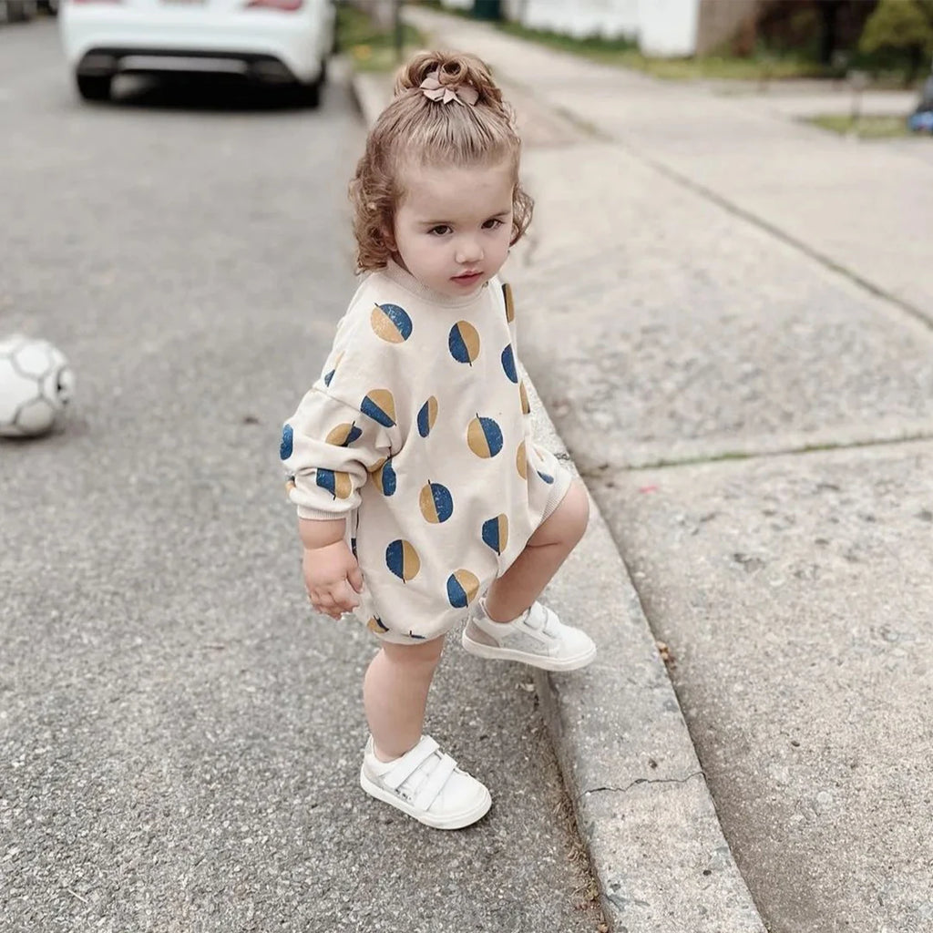 Balloon Print Sweatshirt Romper