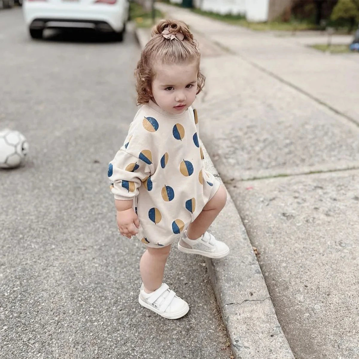 Balloon Print Sweatshirt Romper