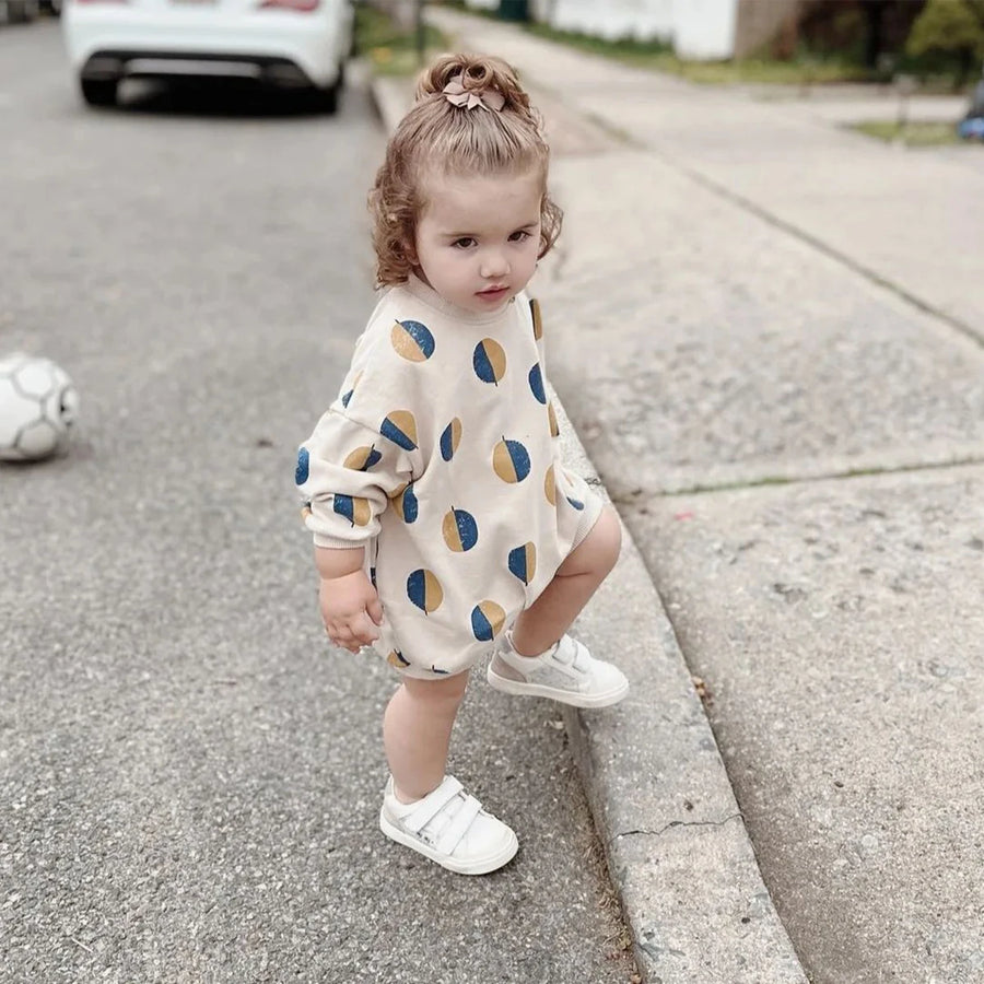 Balloon Print Sweatshirt Romper, product view