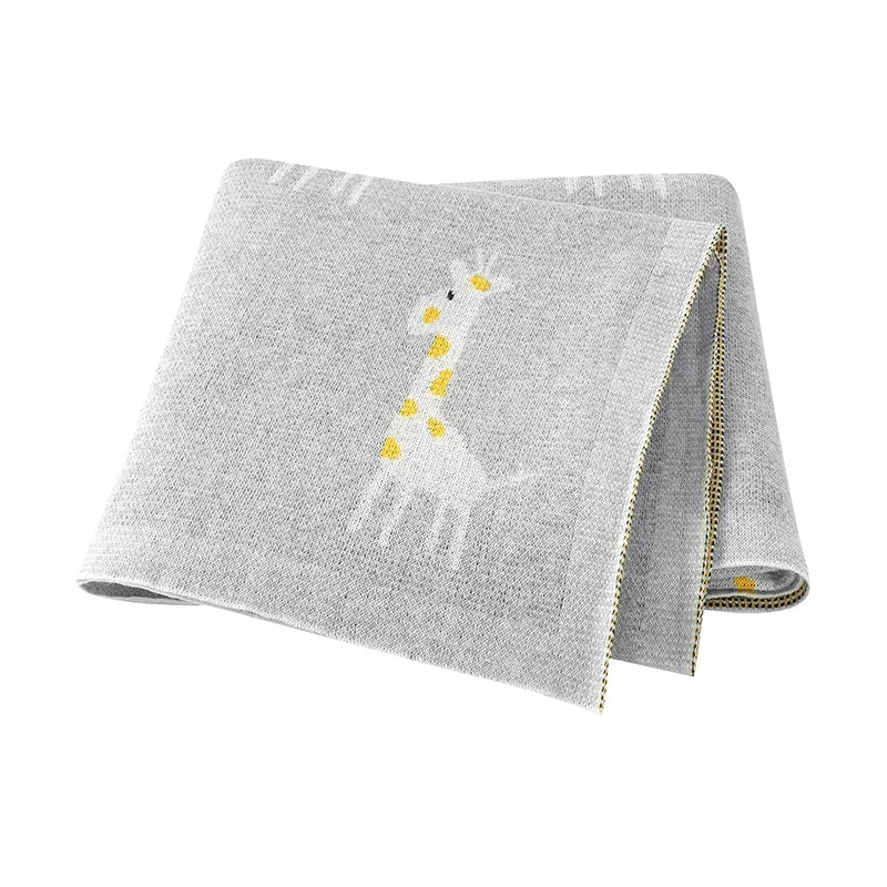 Giraffe Knit Baby Blanket - Gray