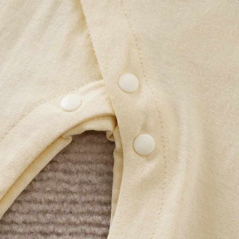 Animal Print Cotton Baby Romper detail of neckline