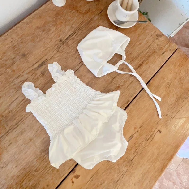 Soft Nylon Baby Swimwear Set with Sun Protection Hat