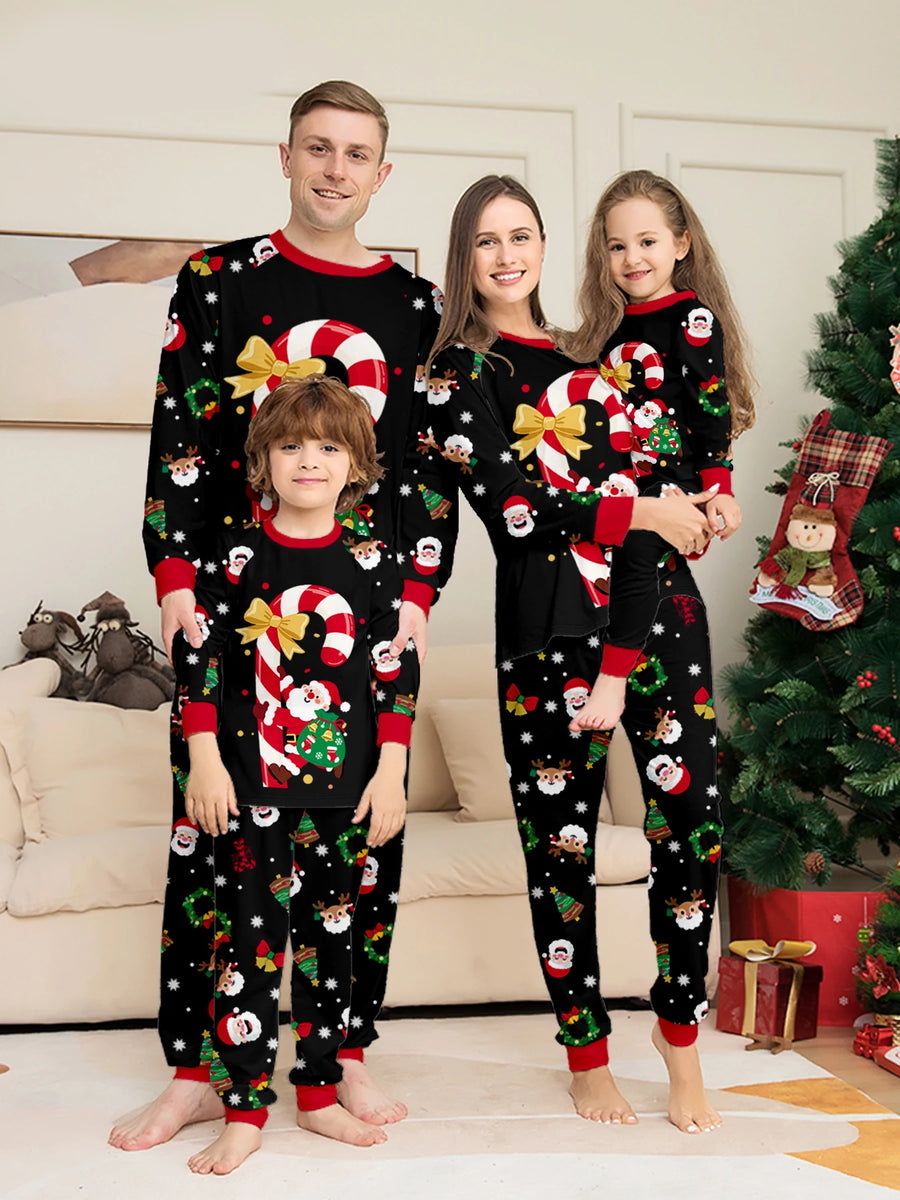 Candy Cane Print Family Christmas Pajamas