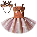 Brown deer tutu dress with antler headband for girls