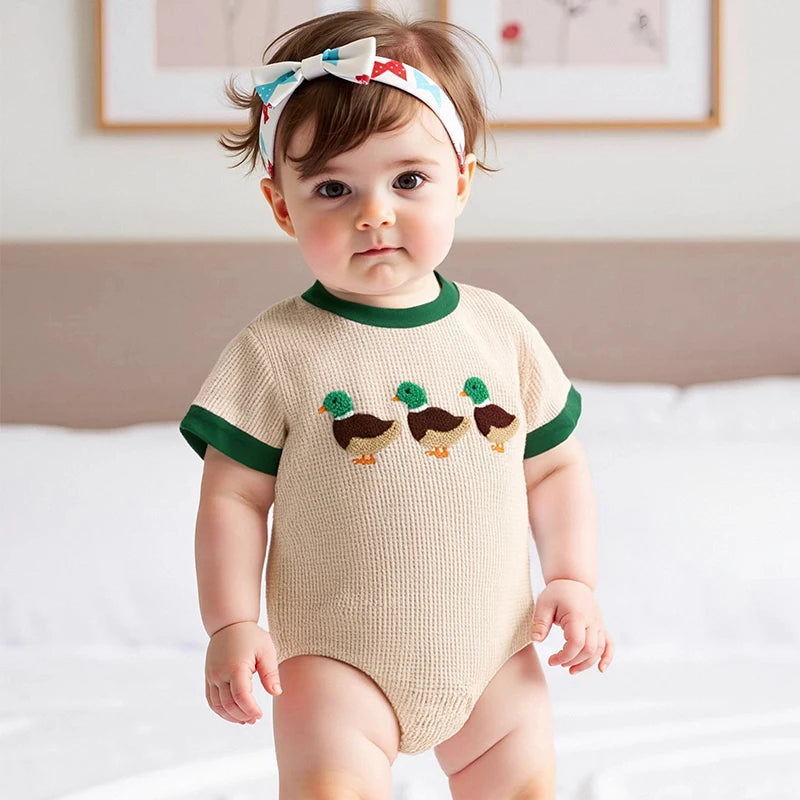 Three Little Ducks Embroidered Romper, product view 3