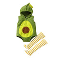 Avocado baby romper costume set with hood and striped stockings