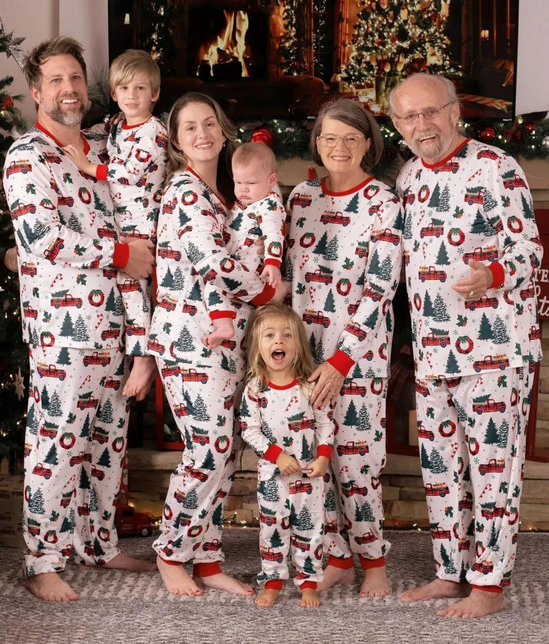 Christmas Tree & Car Print Family Pajamas