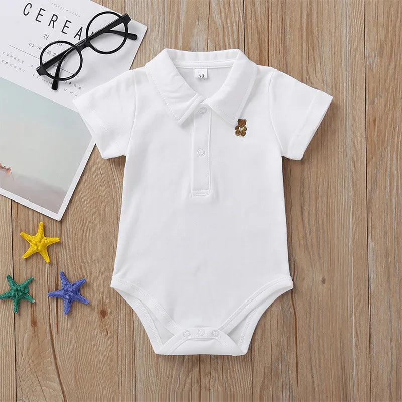 Solid Polo Romper side view