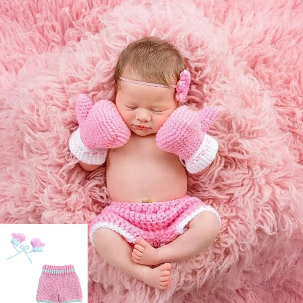 Pink crochet baby boxing shorts close-up