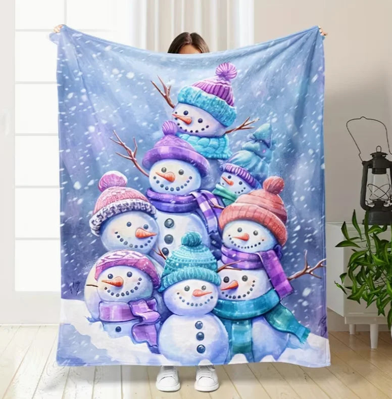Snowman Family Throw Blanket