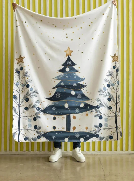 Starry Blue Tree Throw Blanket