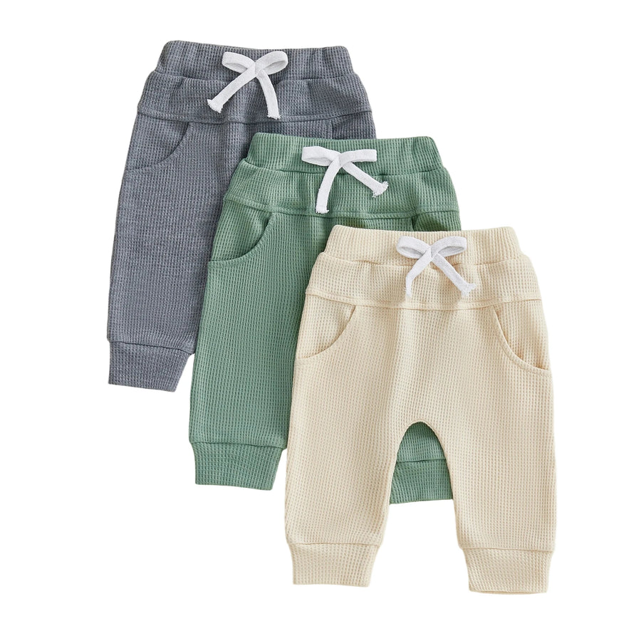 Elastic Waist Solid Color Baby Pants