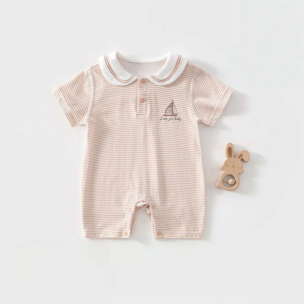 Striped Sailor Collar Romper