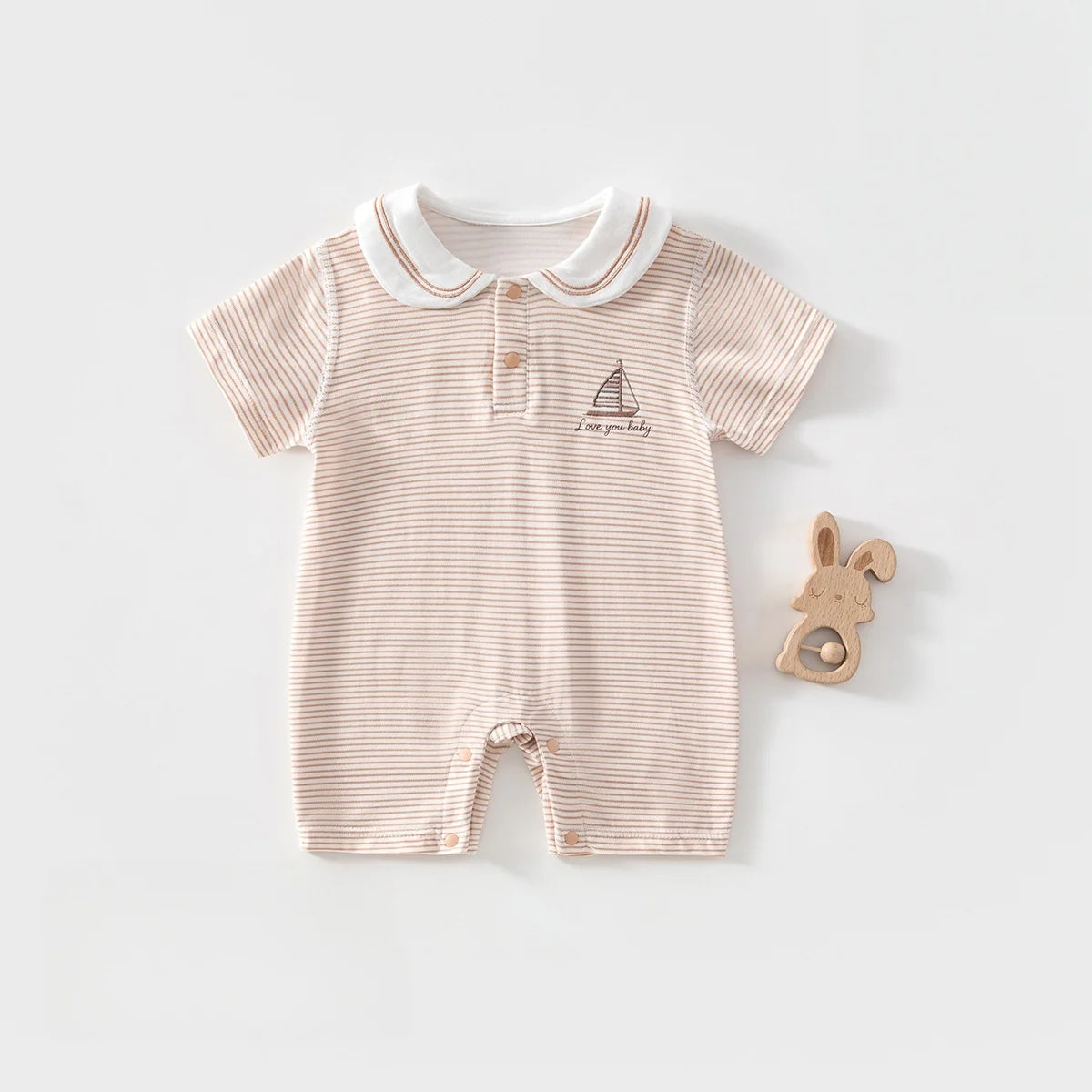 Striped Sailor Collar Romper