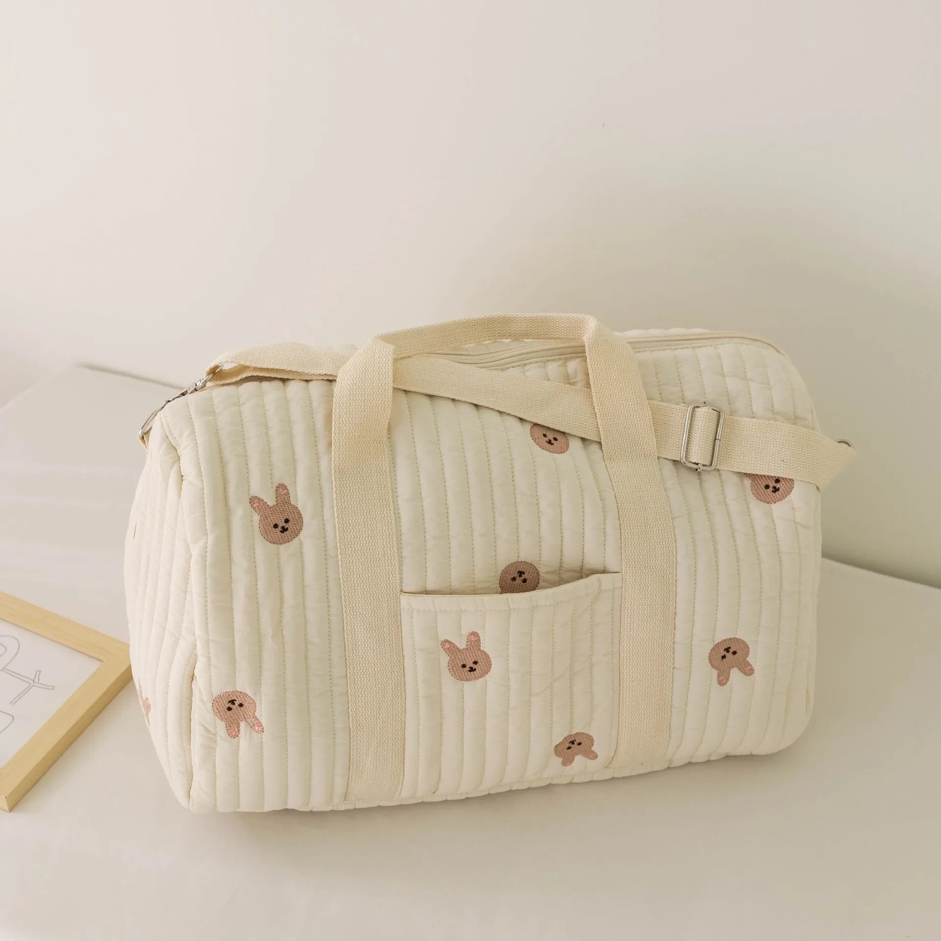 Large Capacity Mommy Tote Bag shown with baby items organized inside