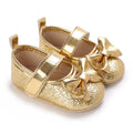 Gold Glitter Bow Mary Jane baby first walkers