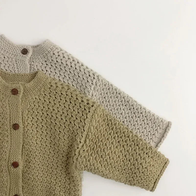 Children's Pineapple Striped Knit Cardigan Sweater detail of knit pattern