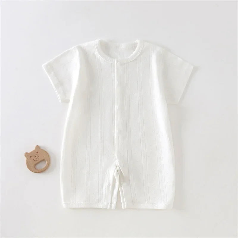 Lou Textured Summer Romper - White, product view