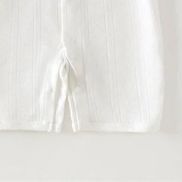 Lou Textured Summer Romper - White, product view 4